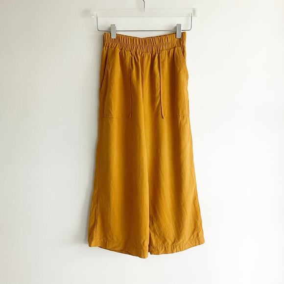 Zara Pants - Zara Woman XS Wide Leg Cropped Pants Pockets Ochre Yellow Orange